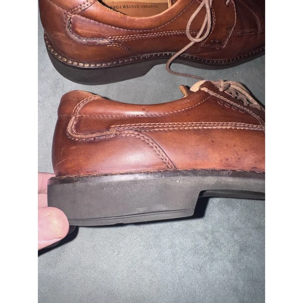 ECCO‎ Brown Oxfords Shoes Mens Size 47 Formal Dress Leather Fancy Lace Up